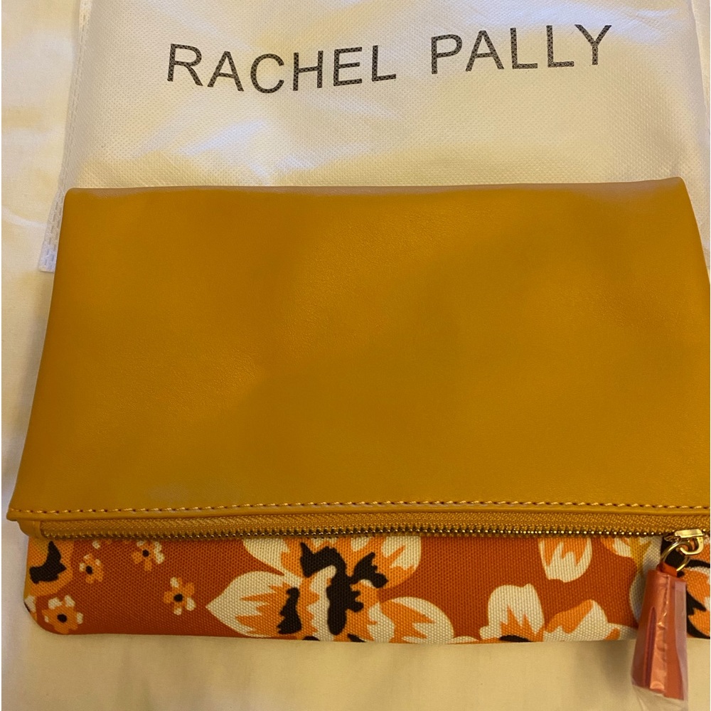 Faux leather/floral clutch